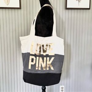 PINK Victorias Secret Y2K Monogram Canvas Multi Color Extra Large Tote Bag